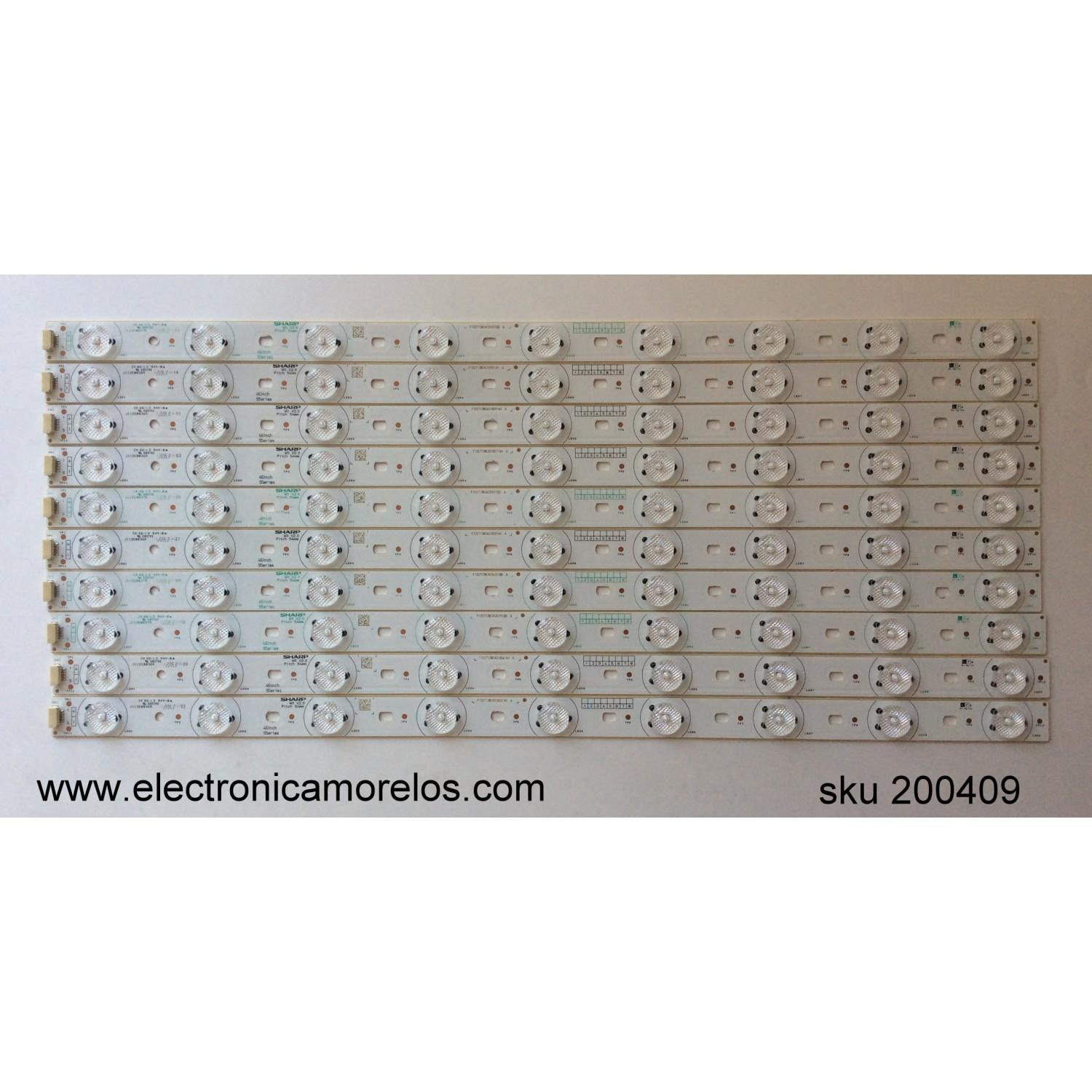 KIT DE LED'S PARA TV RCA ((10 PIEZAS)) / NUMERO DE PARTE F102713 / F102713WCA039031BB A / LSC460HJ02-QYE / MODELO LED46C45RQ